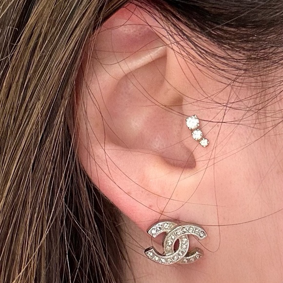 Authentic CHANEL CC Stud Earrings - Picture 1 of 8